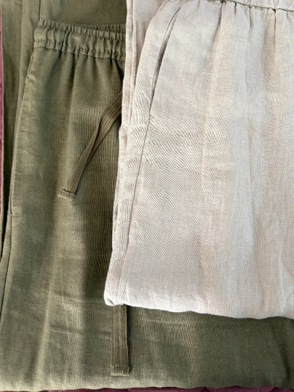 two linen and linen/rayon blend cropped pants (size 8/8P) Max Studio/JCrew - Picture 3 of 8